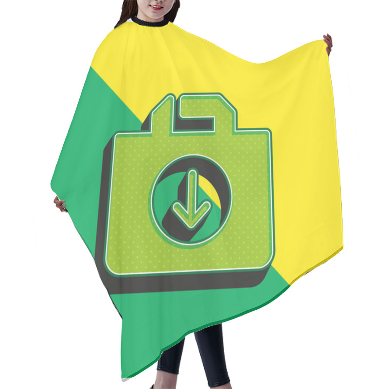 Personality  Bag Green And Yellow Modern 3d Vector Icon Logo Hair Cutting Cape