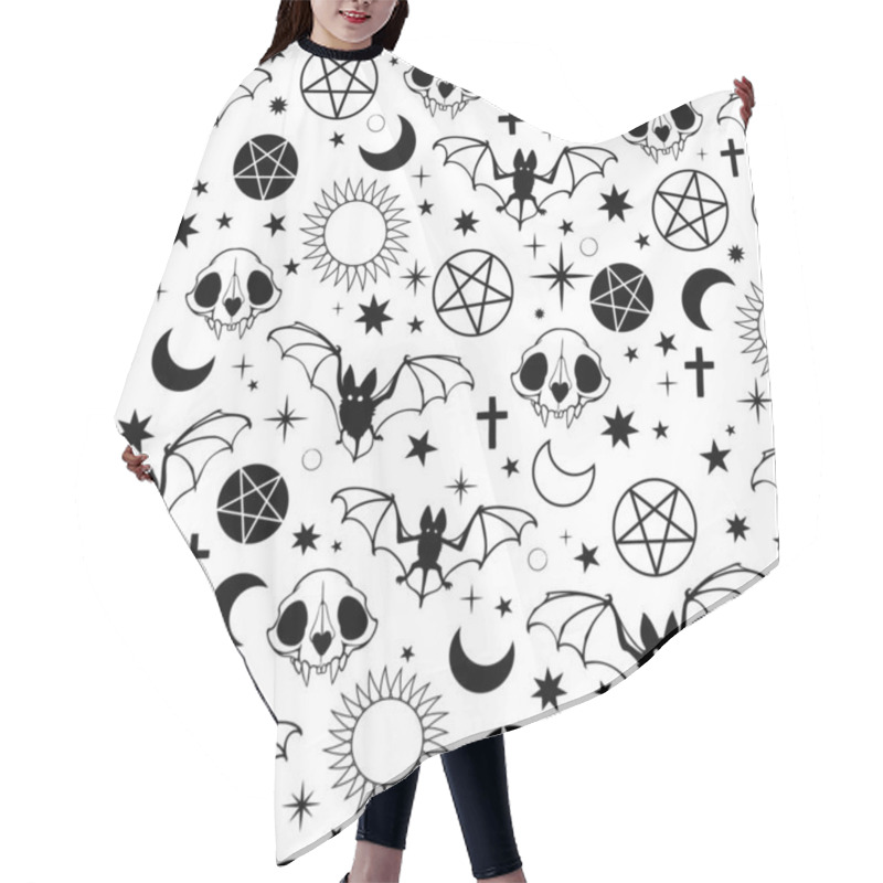 Personality  Seamless Halloween Pattern With Witchcraft Elements Hair Cutting Cape