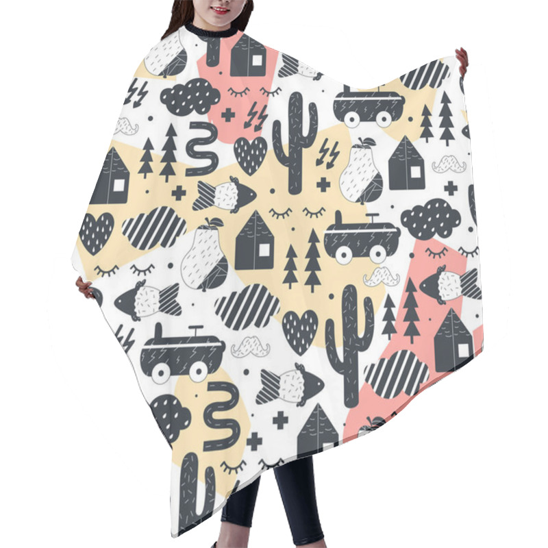 Personality  Seamless Pattern For Children, Baby Design Hair Cutting Cape