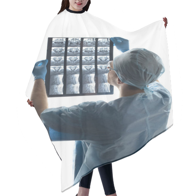 Personality  Surgeon Examining X-ray Image Hair Cutting Cape