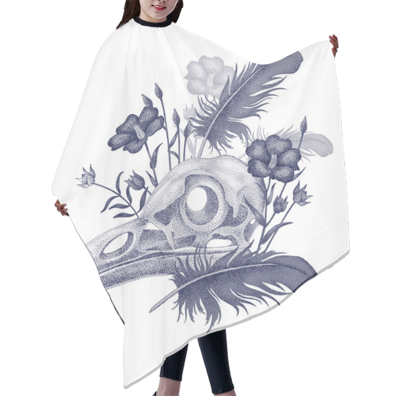 Personality  Illustration Skull Crow. Hair Cutting Cape