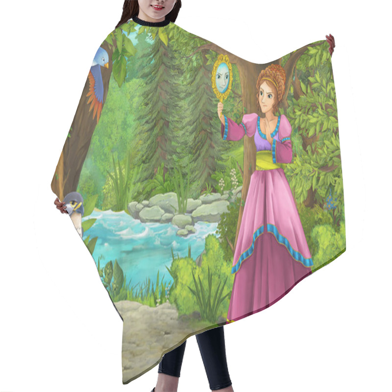 Personality  Cartoon Summer Scene With Meadow In The Forest With Beautiful Pr Hair Cutting Cape