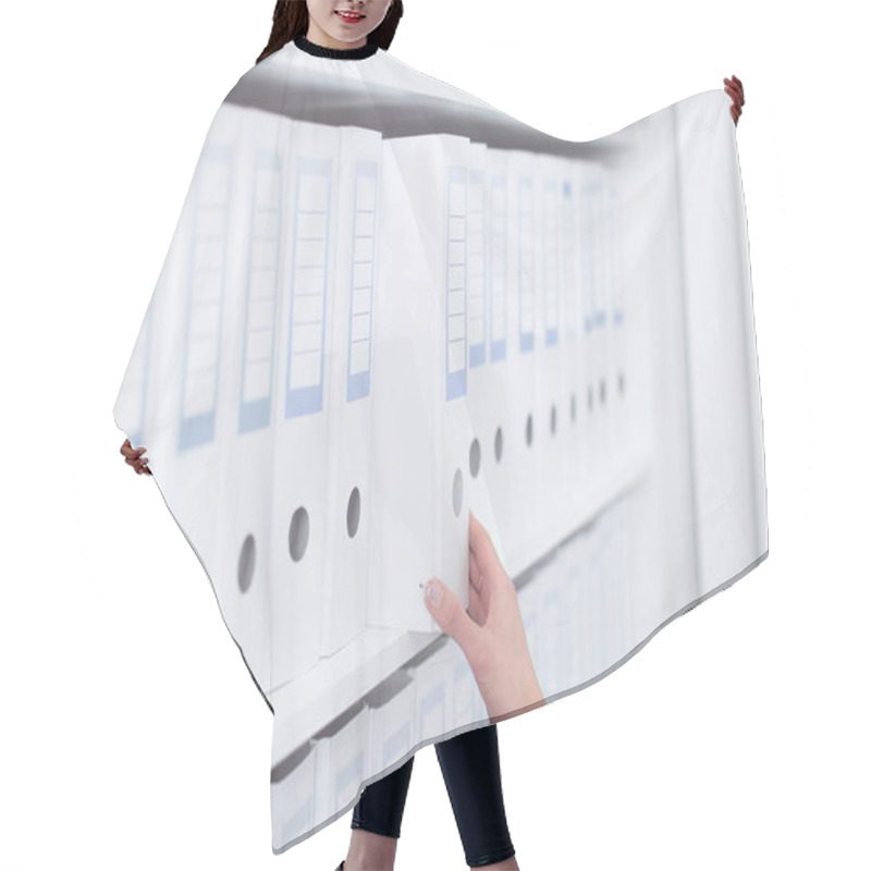 Personality  Folders For Documents On A Book Shelf At Office Hair Cutting Cape