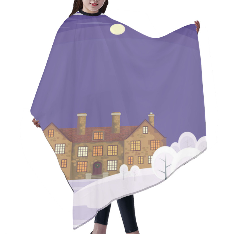 Personality   Winter Night Landscape Hair Cutting Cape