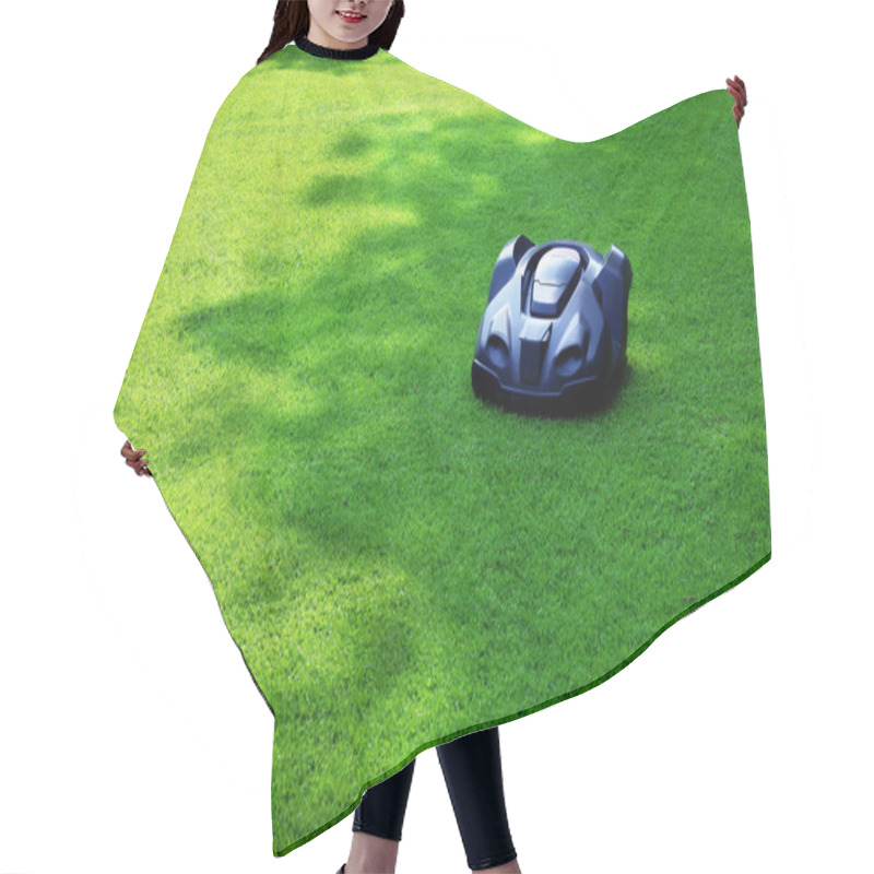 Personality  Modern Robot Lawn Mower On Green Grass In Garden Hair Cutting Cape