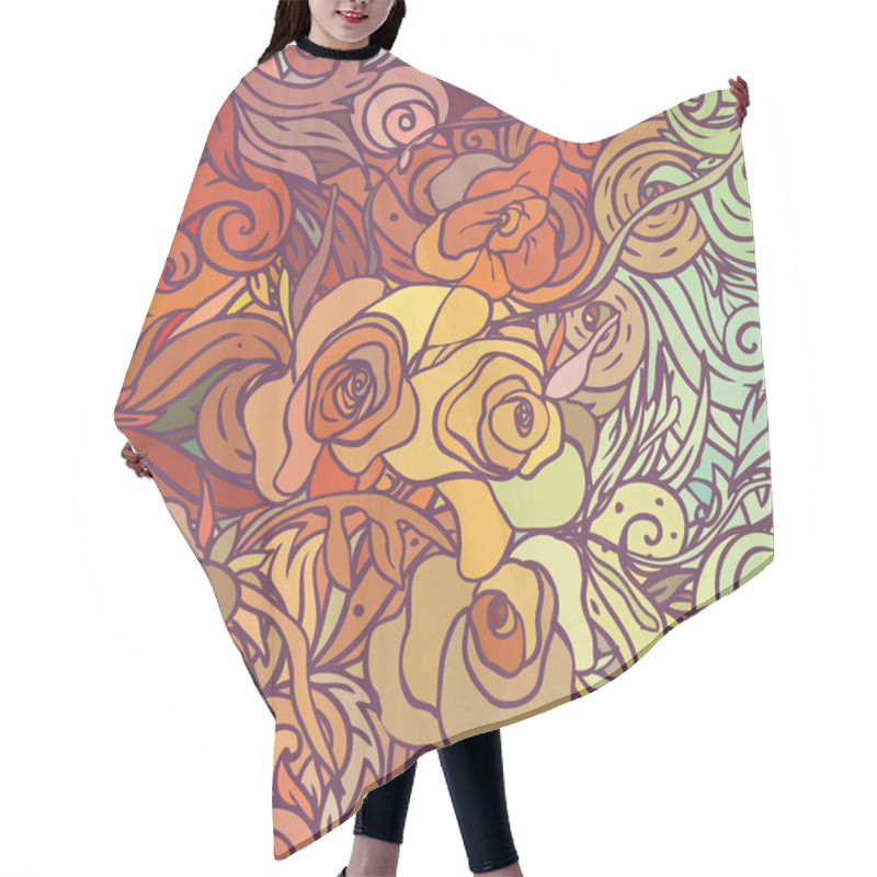 Personality  Floral Ornate Pattern With Roses Hair Cutting Cape