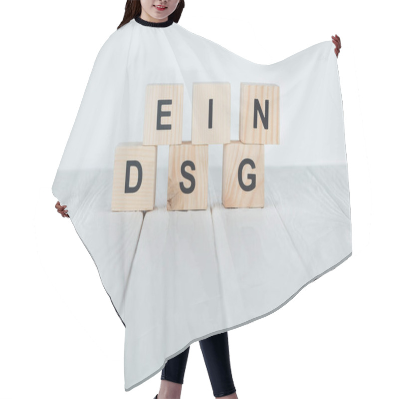 Personality  Close Up View Of Design Word Made Of Wooden Cubes On White Wooden Tabletop  Hair Cutting Cape