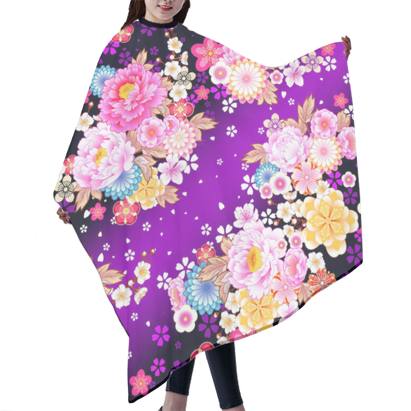 Personality  Seamless Pattern With Floral Motif Hair Cutting Cape