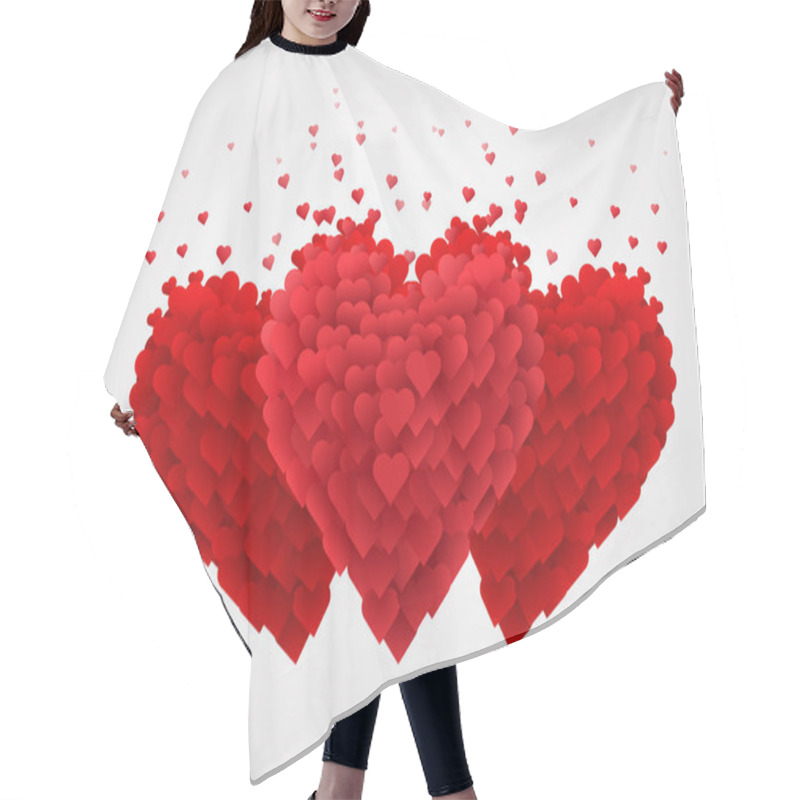 Personality  Valentines Red Hearts. Love Concept. Hair Cutting Cape