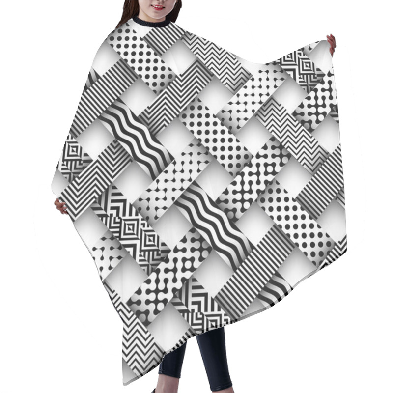 Personality  Seamless Background. Geometric Abstract Diagonal Vector Pattern. Hair Cutting Cape