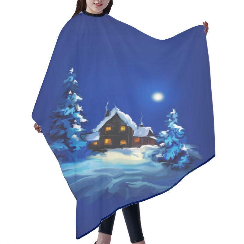 Personality  Fairytale House In The Forest On Christmas Night Hair Cutting Cape