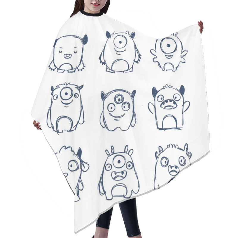 Personality  Cute Monsters Doodles Hair Cutting Cape