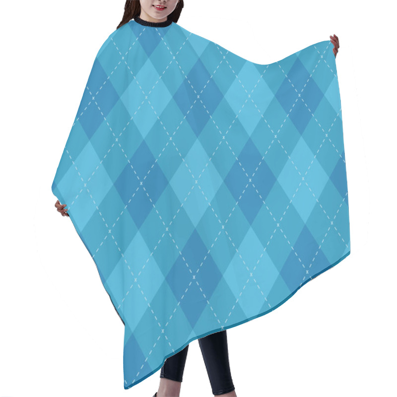 Personality  Seamless Argyle Plaid Blue Pattern. Diamond Check Hair Cutting Cape