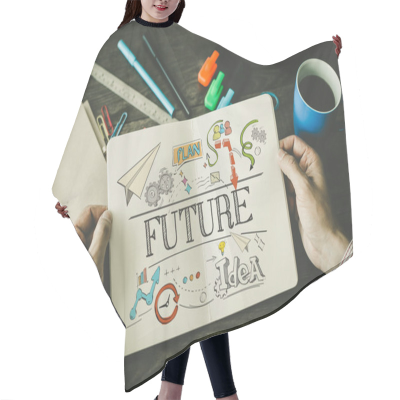 Personality  FUTURE Sketch On Notebook Hair Cutting Cape