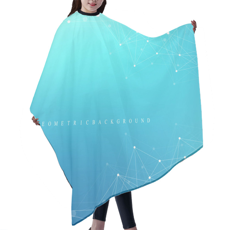 Personality  Geometric Graphic Background Molecule And Communication. Big Data Complex With Compounds. Perspective Backdrop. Minimal Array Big Data. Digital Data Visualization. Scientific Vector Illustration. Hair Cutting Cape