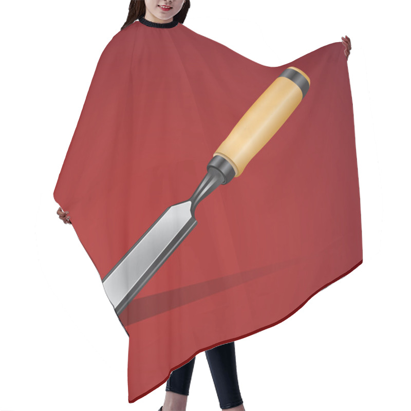 Personality  Vector Illustration Of Chisel On A Red Background Hair Cutting Cape