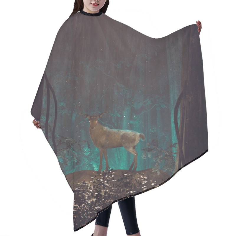 Personality  Fantasy Deer In Mystery Forest,every Forest Have Stories To Tell Hair Cutting Cape