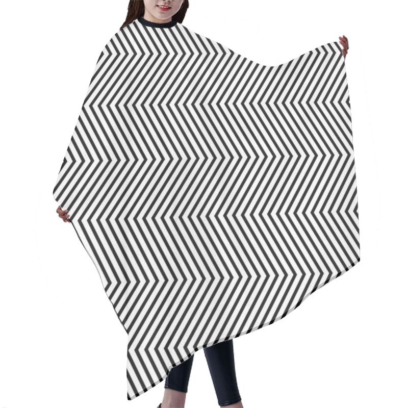 Personality  Vertical Waving, Wavy, Zigzag Lines. Irregular Parallel Stripes, Hair Cutting Cape