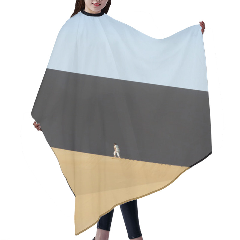 Personality  Woman Walking Across Desert Sand Dunes Hair Cutting Cape