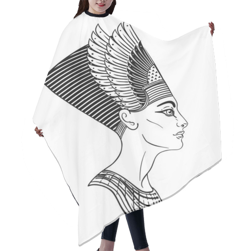 Personality  Egyptian Queen Nefertiti Isolated On White Background. Great Royal Wife. Illustration Isolated Vector. Hair Cutting Cape