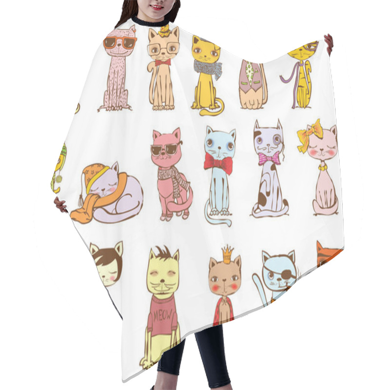 Personality  Set Of Stylish Hipster Cats Hair Cutting Cape