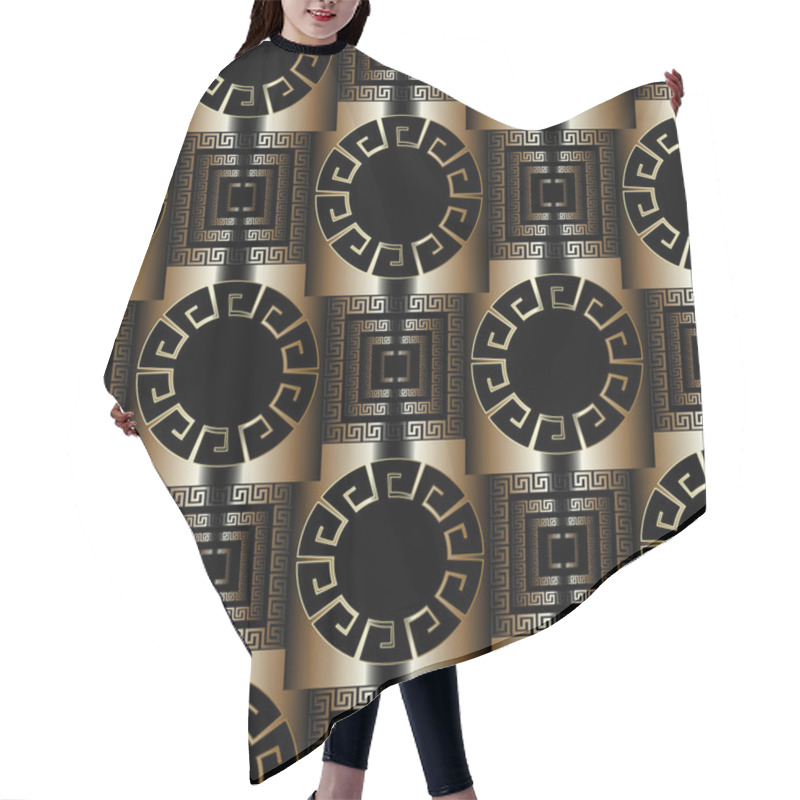 Personality  Modern Greek 3d Seamless Pattern. Vector Geometric Gold Black  Hair Cutting Cape