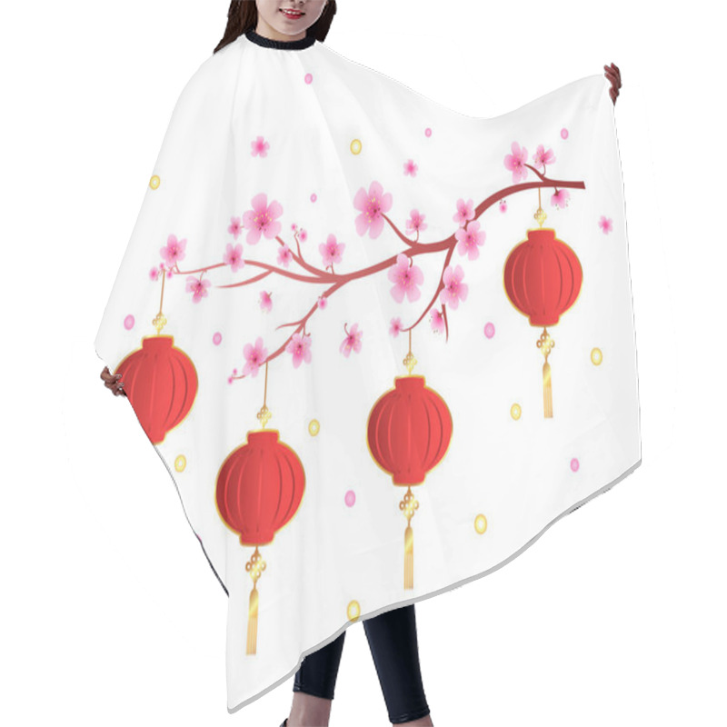 Personality  New Year Red Lantern On White Background. Hair Cutting Cape