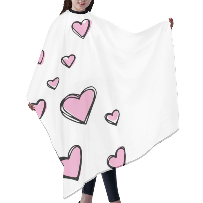 Personality  Red Pen Wrighting Hearts On White Hair Cutting Cape