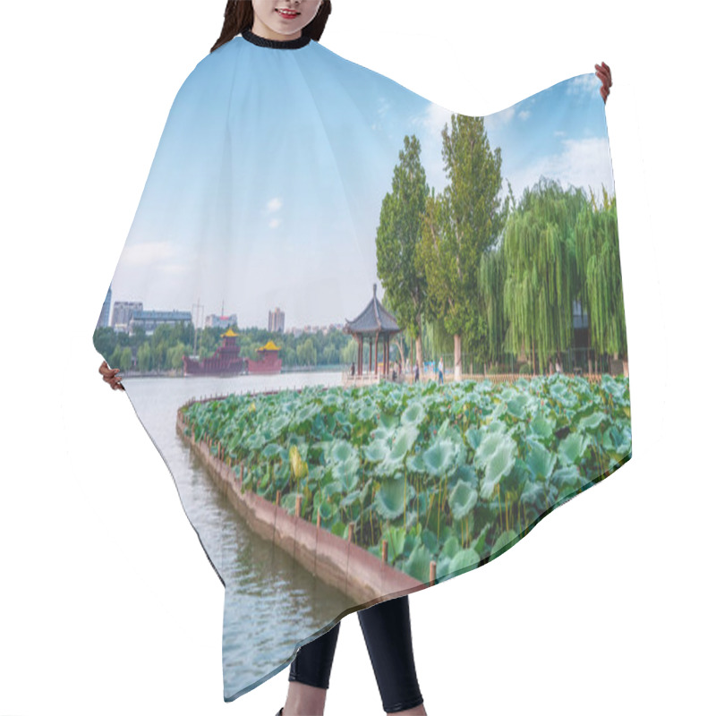 Personality  Ancient Architectural Landscape Of Daming Lake Park In Jina Hair Cutting Cape