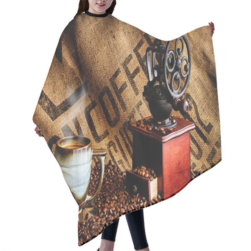 Personality  Coffee Beans And Grinder Hair Cutting Cape