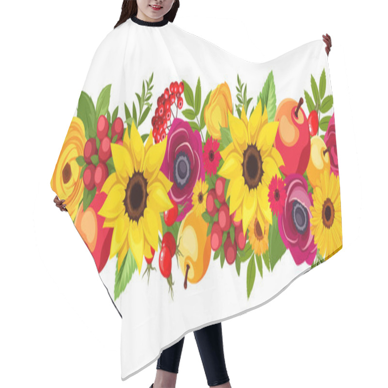 Personality  Horizontal Seamless Background With Autumn Flowers. Vector Illustration. Hair Cutting Cape