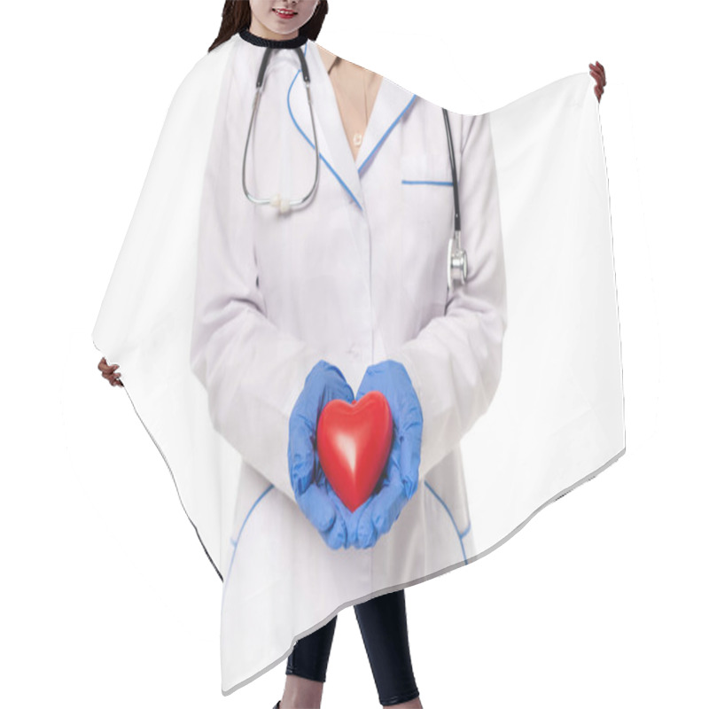 Personality  Cropped View Of Doctor Holding Red Heart Isolated On White Hair Cutting Cape