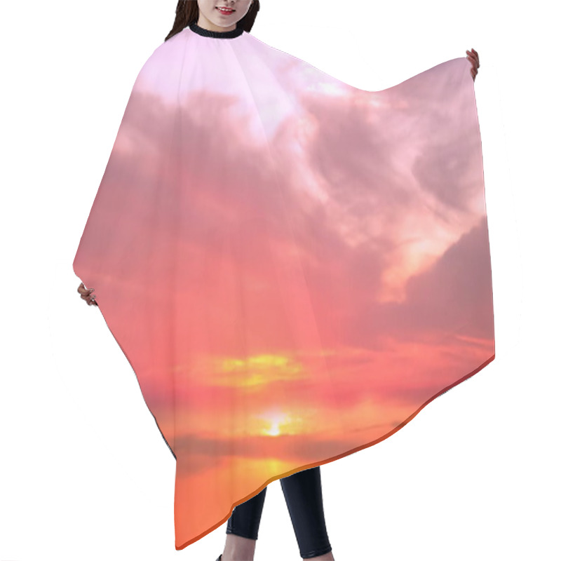 Personality  Cloudy Pink Sky  Gold Sunset  Skyline  Panoramic View Romantic Summer  Evening   Hair Cutting Cape