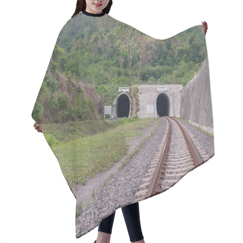 Personality  Saraburi, Thailand - Mar 20, 2022 - The Entrance Of Railroad And Railway Tunnel Through The Mountain Surrounded By Nature At Khao Phra Phutthachai. Use It As Your Wallpaper, Poster And Space For Text, Selective Focus. Hair Cutting Cape