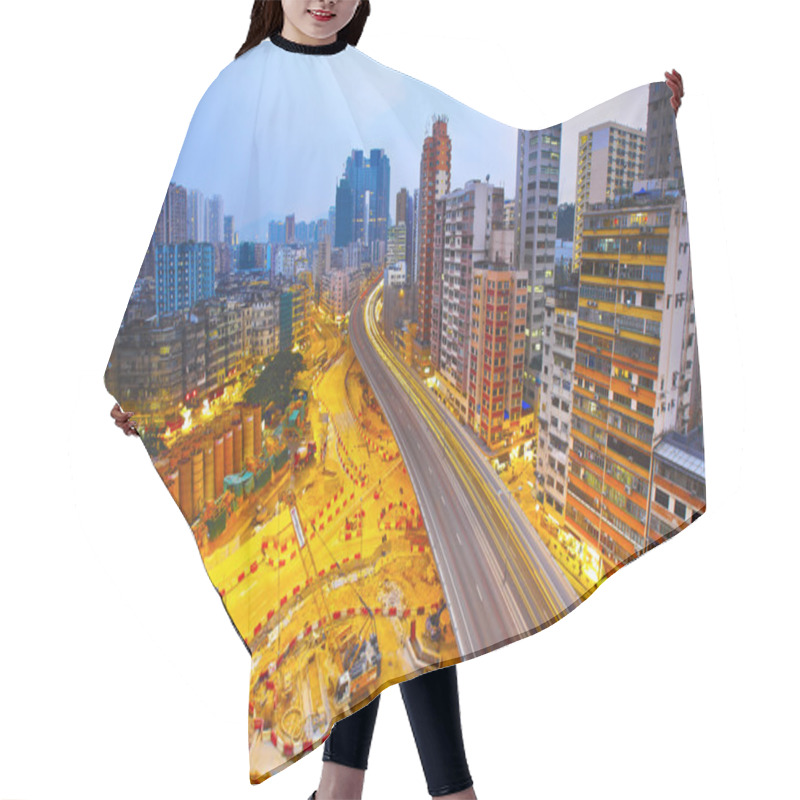 Personality  Sunset Modern City Overpass Hair Cutting Cape