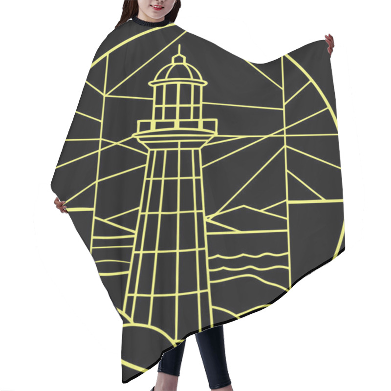 Personality  High Quality Stained Glass Lighthouse Vector Hair Cutting Cape