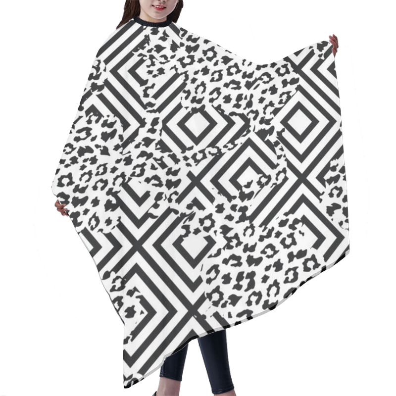 Personality  Eclectic Fabric Seamless Pattern. Hair Cutting Cape