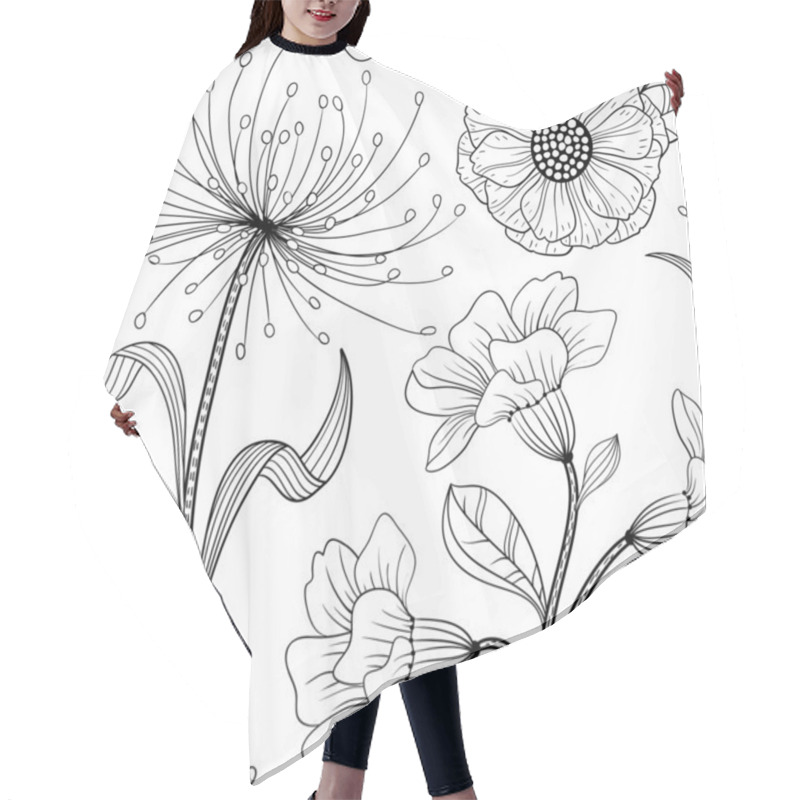 Personality  Seamless Floral Pattern Hair Cutting Cape