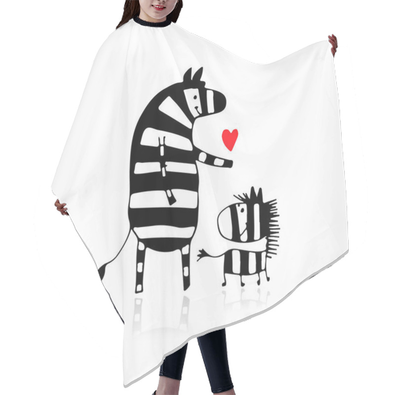 Personality  Zebra Family, Sketch For Your Design Hair Cutting Cape