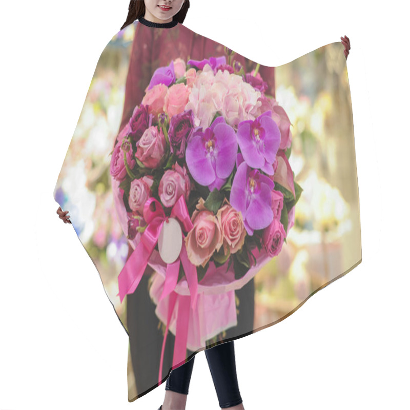 Personality  Bouquet Of Mixed Pink And Purple Flowers  Hair Cutting Cape