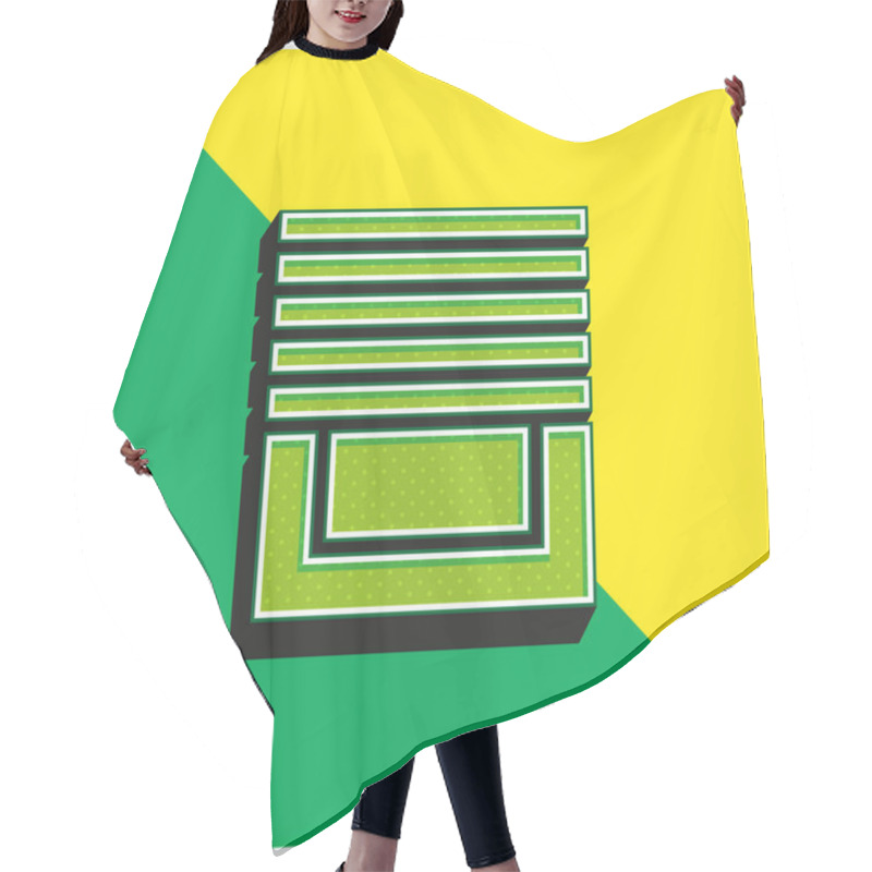 Personality  Blinds Green And Yellow Modern 3d Vector Icon Logo Hair Cutting Cape