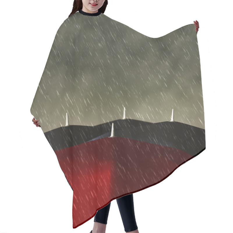 Personality  Red Umbrella In The Rain Hair Cutting Cape