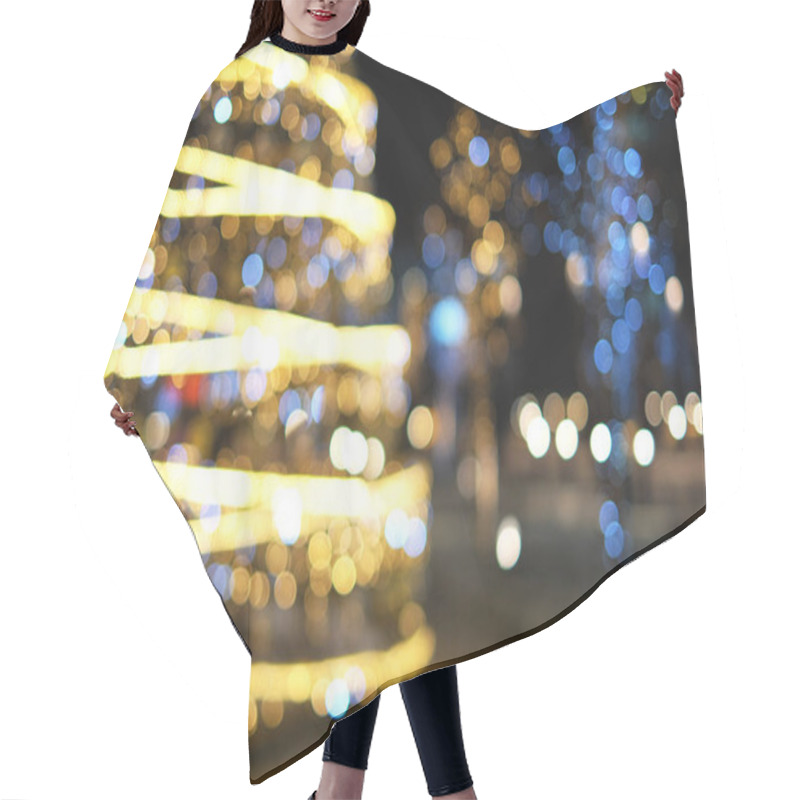 Personality  Christmas Decoration Background With Golden And Blue Lights Glowing Hair Cutting Cape