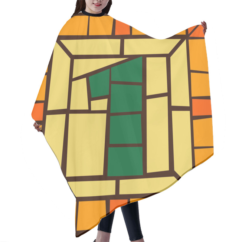 Personality  1 - Mosaic Numbers, Stained Glass Window Hair Cutting Cape