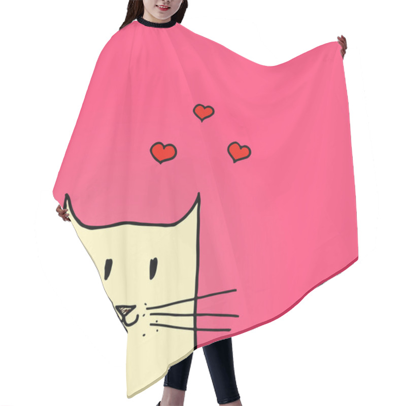 Personality  Bright Valentines Day Illustration. Cat In Love. Vector Hand Drawn Illustration Hair Cutting Cape