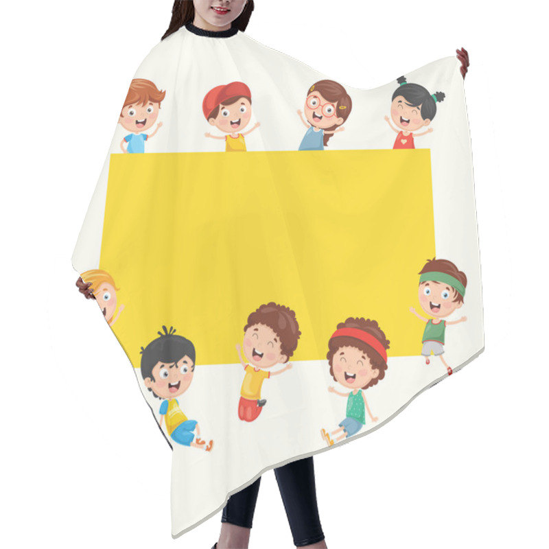 Personality  Funny Kids Holding Blank Placard Hair Cutting Cape