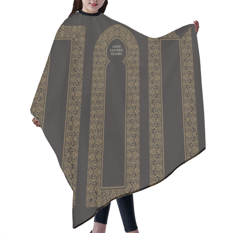 Personality  Eastern Gold Frames, Arch. Template Design Elements In Oriental Style Hair Cutting Cape