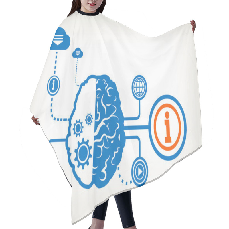 Personality  Info Icon And Abstract Human Brain Hair Cutting Cape