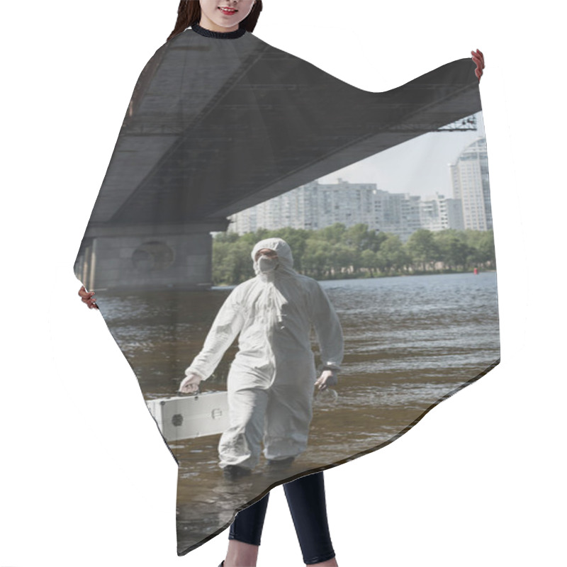 Personality  Water Inspector In Protective Costume Holding Inspection Kit In River Hair Cutting Cape