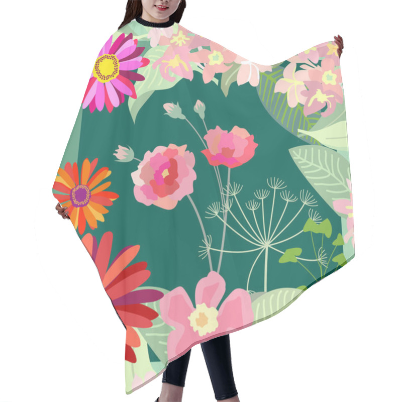 Personality  Autumn Blooming Garden. Roses And Gerbera. Hair Cutting Cape